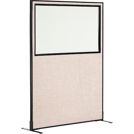 Interion By Global Industrial Interion Freestanding Office Partition Panel with Partial Window, 48-1/4inW x 96inH, Tan 695789FWTN